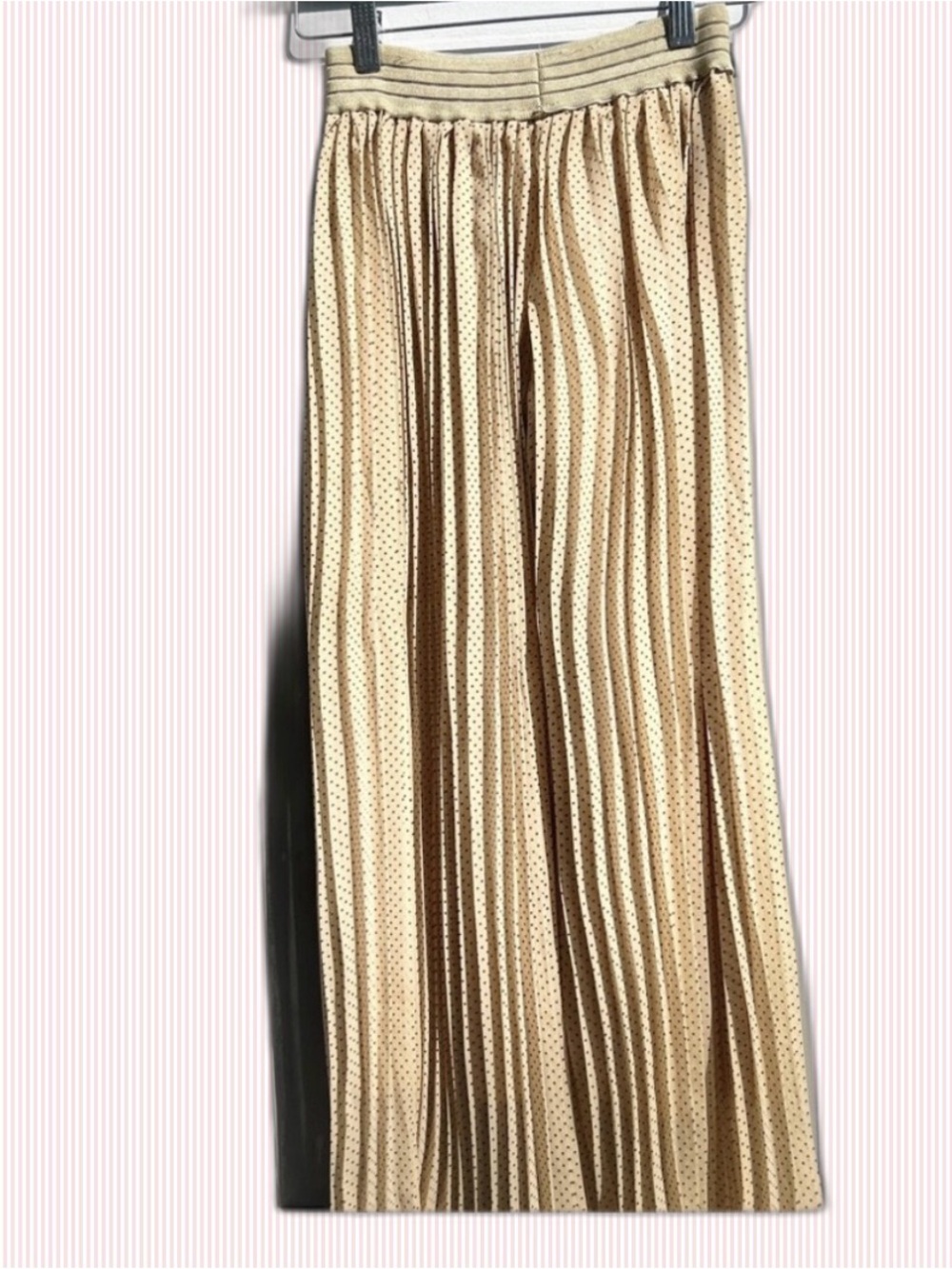 Elegant Vintage Beige & Navy Polka Dot Pants